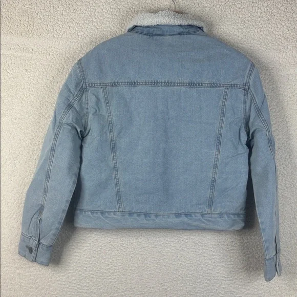 NWT RD Style Womens Light Blue Demi Crop Sherpa Lined Denim Jacket Size S/P - Picture 7 of 10